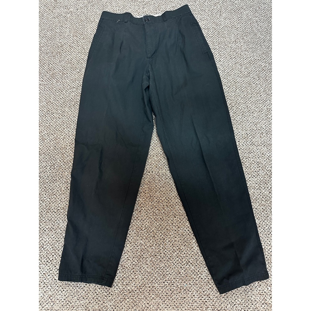 Bugle Boy Mens Black Pleated Front Chino Pants Straight Leg‎ Size 31M Vintage